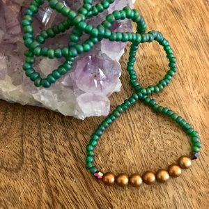 Copper & green bead necklace or bracelet.
